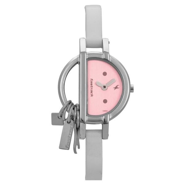 Fastrack Quartz Analog Pink Dial Leather Strap Watch for Girls - image number 0