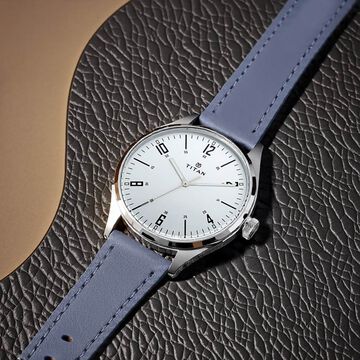 Titan Men's Minimalist Zen Watch: Sleek Leather Strap with Contrast Hands