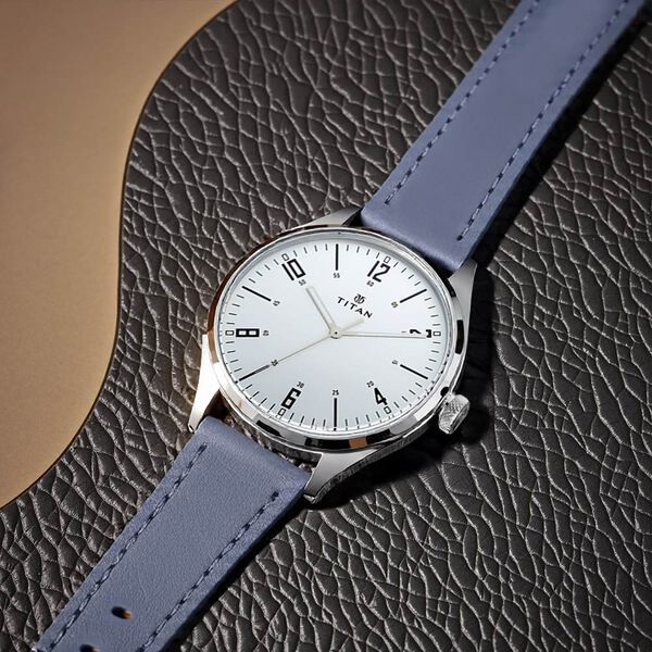 Titan Men's Minimalist Zen Watch: Sleek Leather Strap with Contrast Hands - image number 1