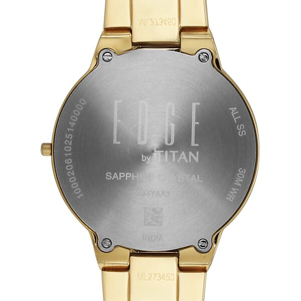 Titan Edge Gleam Quartz Analog Champagne Dial Golden Stainless Steel Strap Watch For Women - image number 7