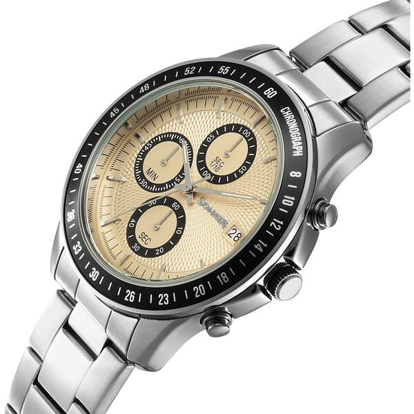 Sonata Chronos Quartz Analog with Date Champagne Dial Silver Colour Stainless Steel Strap Watch For Men - image number 4