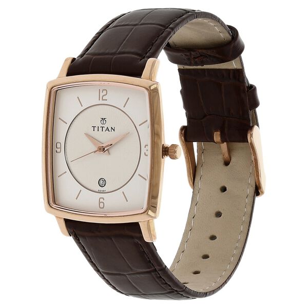Titan Analog White Dial with Date Leather Strap watch for Men - image number 1