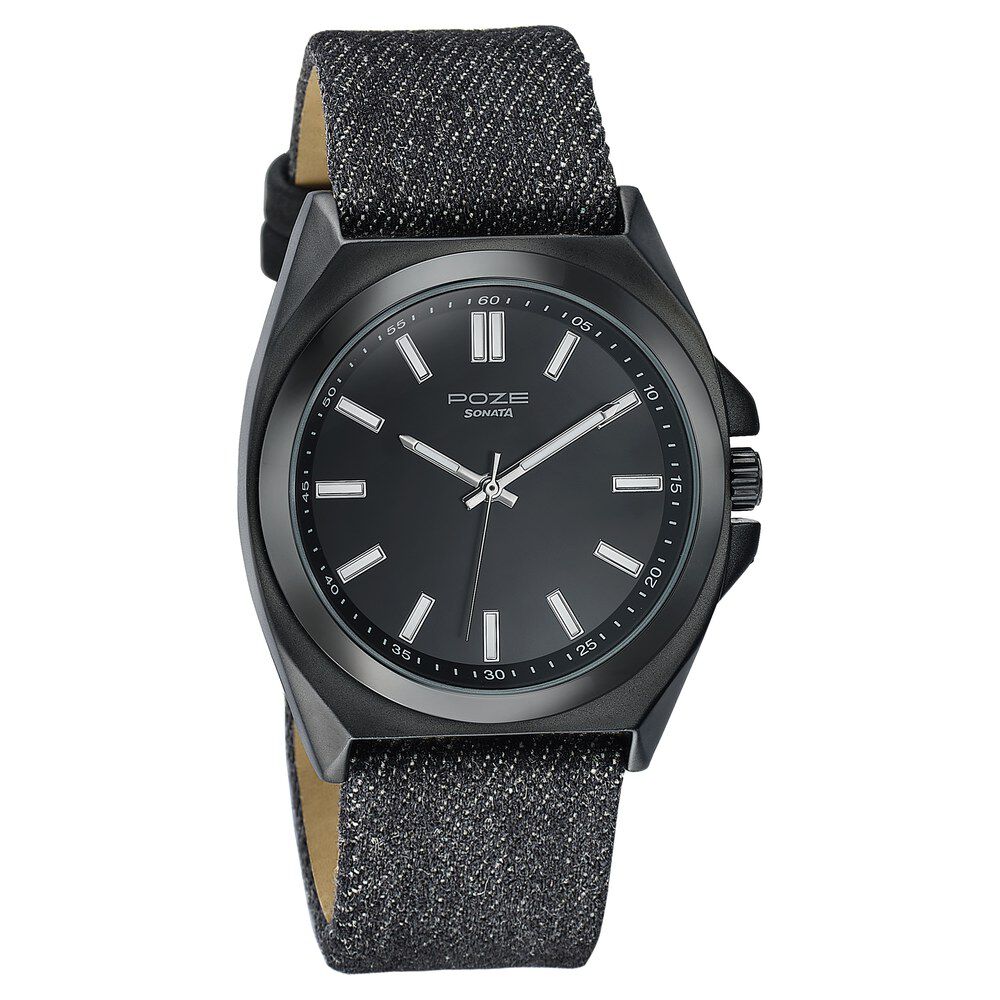 Buy Online Sonata Poze Quartz Analog Black Dial Black Denim