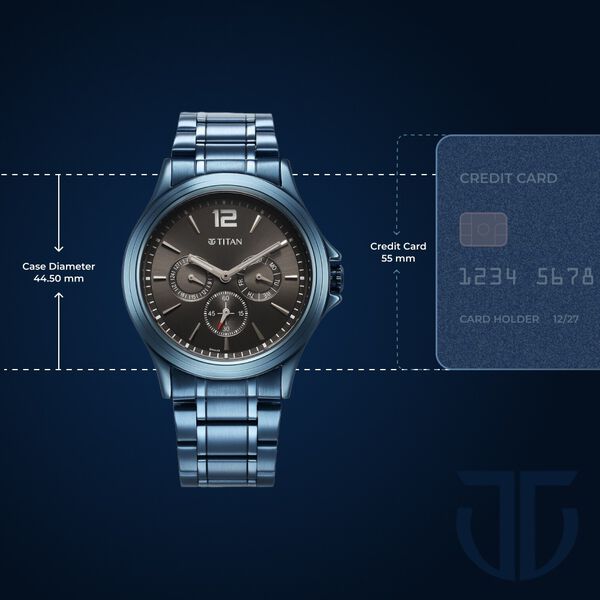 Titan Neo Splash Anthracite Dial Quartz Multifunction Stainless Steel Strap Watch for Men - image number 2