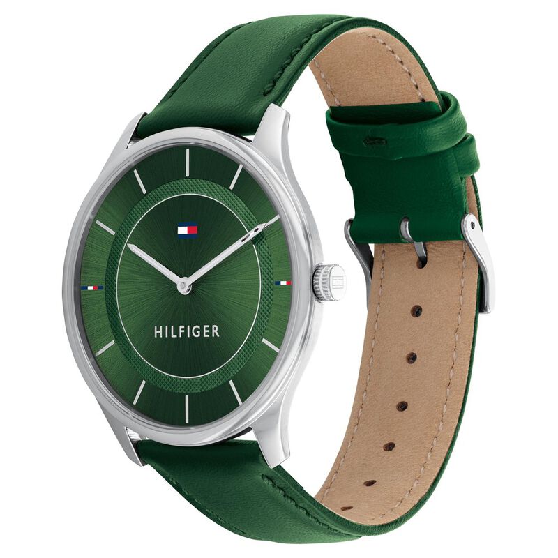 Tommy Hilfiger Quartz Analog Green Dial Leather Strap Watch for Women - image number 1