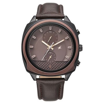Fastrack Gelato Black chronograph watch with Chocolate dial for Guys