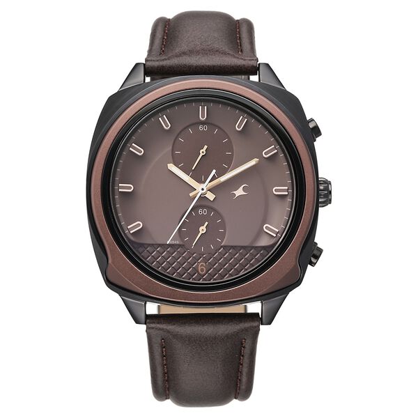 Fastrack Gelato Black chronograph watch with Chocolate dial for Guys - image number 0