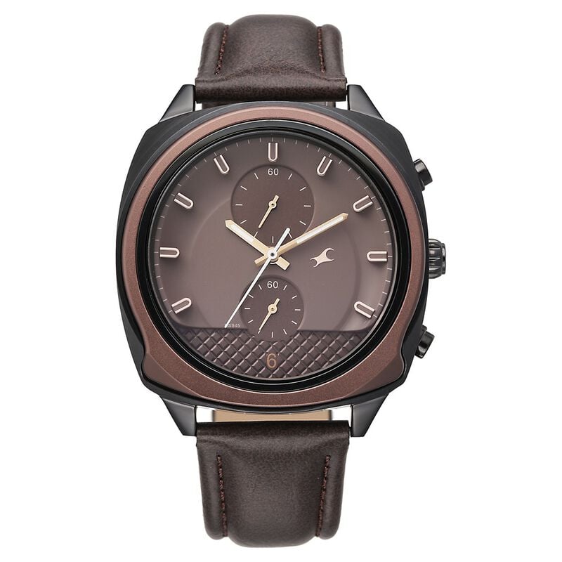 Fastrack Gelato Black chronograph watch with Chocolate dial for Guys