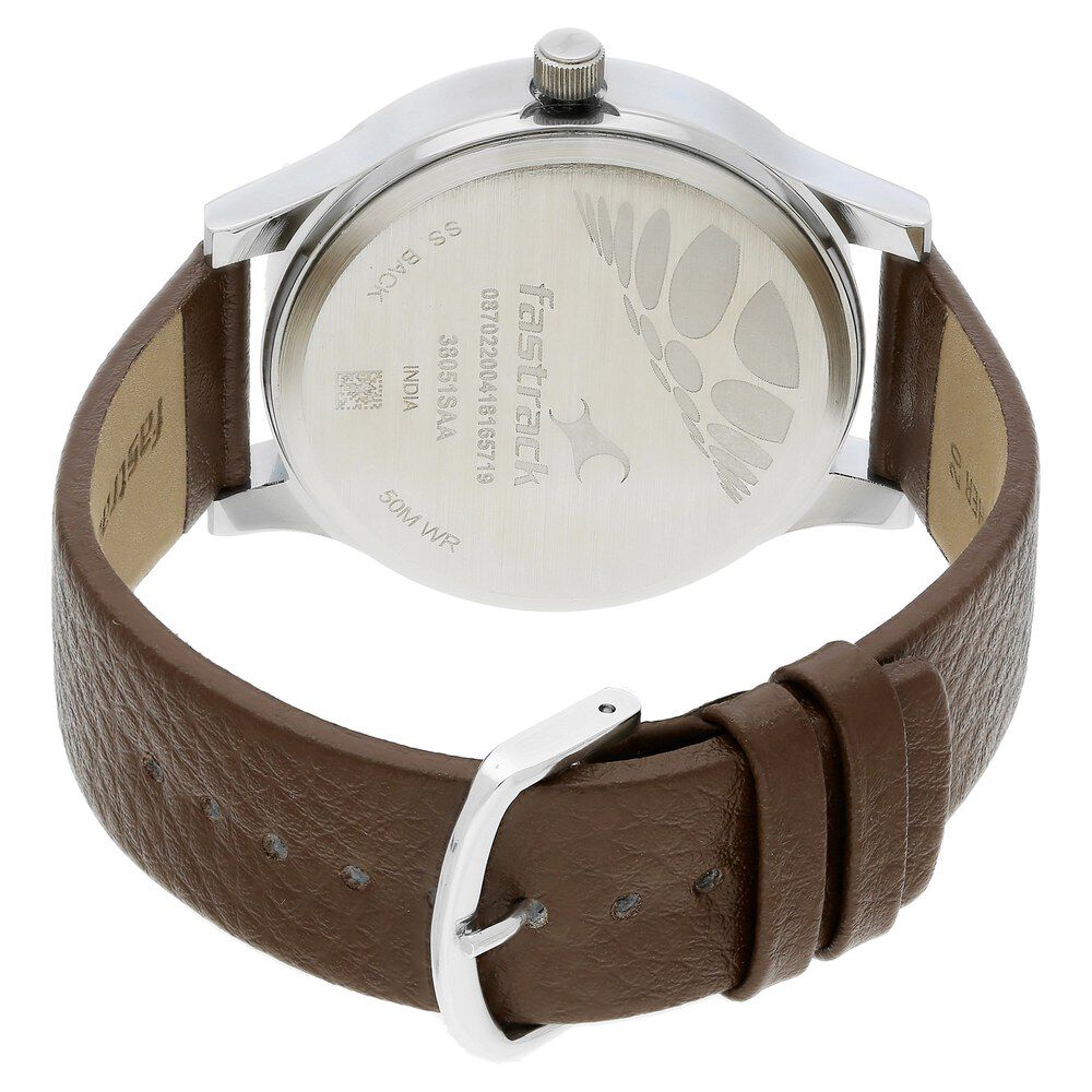 Buy Online Fastrack Fundamentals Quartz Analog White Dial Leather Strap Watch for Guys ns38051sl01 Titan