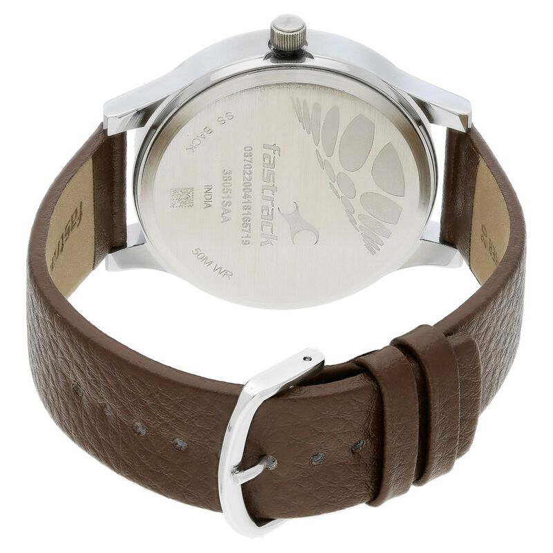 Fastrack Fundamentals Quartz Analog White Dial Leather Strap Watch for Guys - image number 4