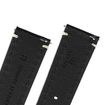 22 mm Black Genuine Leather Straps for Men