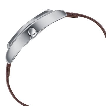 Sonata Ascent Silver Tonneau Watch with Leather Strap
