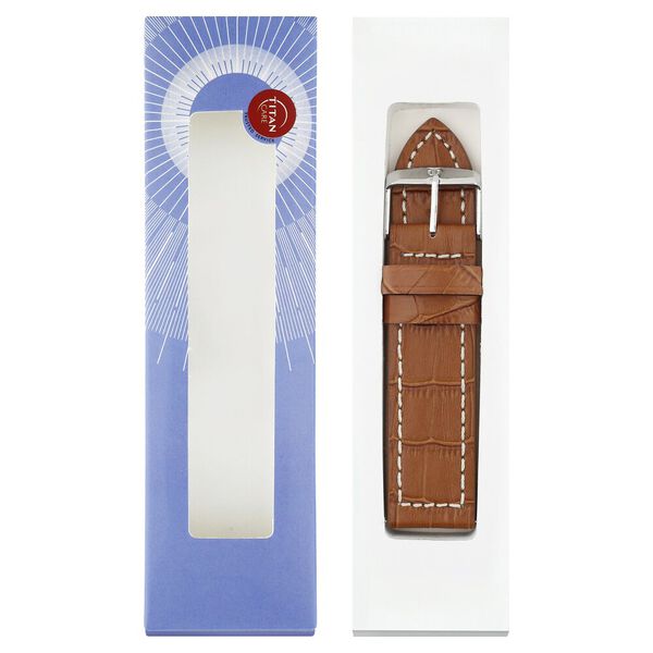 24 mm Tan Genuine Leather Strap for Men - image number 5