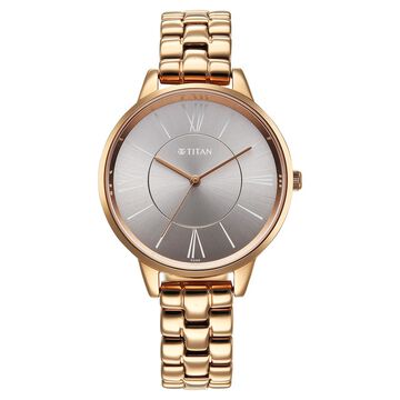 Titan Neo Quartz Analog Grey Dial Rose Gold Metal Strap Watch For Women