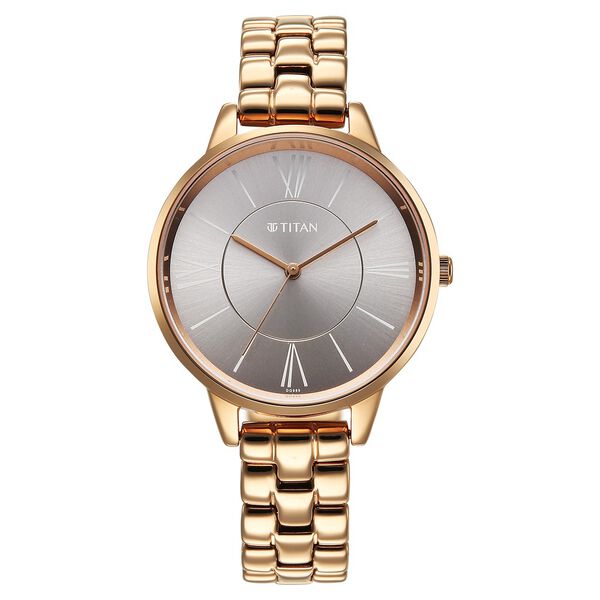 Titan Neo Quartz Analog Grey Dial Rose Gold Metal Strap Watch For Women - image number 0