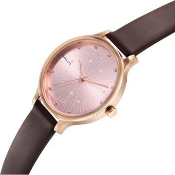 Sonata Blush Quartz Analog Pink dial Leather Strap Watch for Women