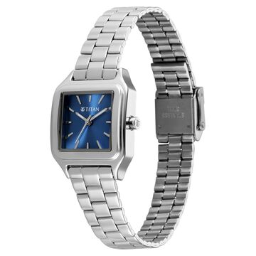 Titan Workwear Essentials Quartz Analog Blue Dial Silver Stainless Steel Strap Watch For Women