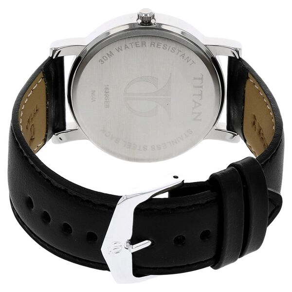 Titan Quartz Analog Silver Dial Leather Strap Watch for Men - image number 3