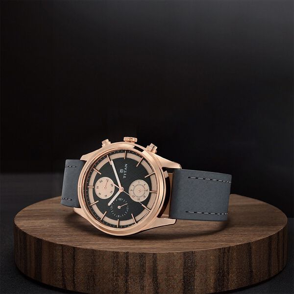 Titan Workwear Grey Dial Quartz Multifunction Leather Strap watch for Men - image number 0