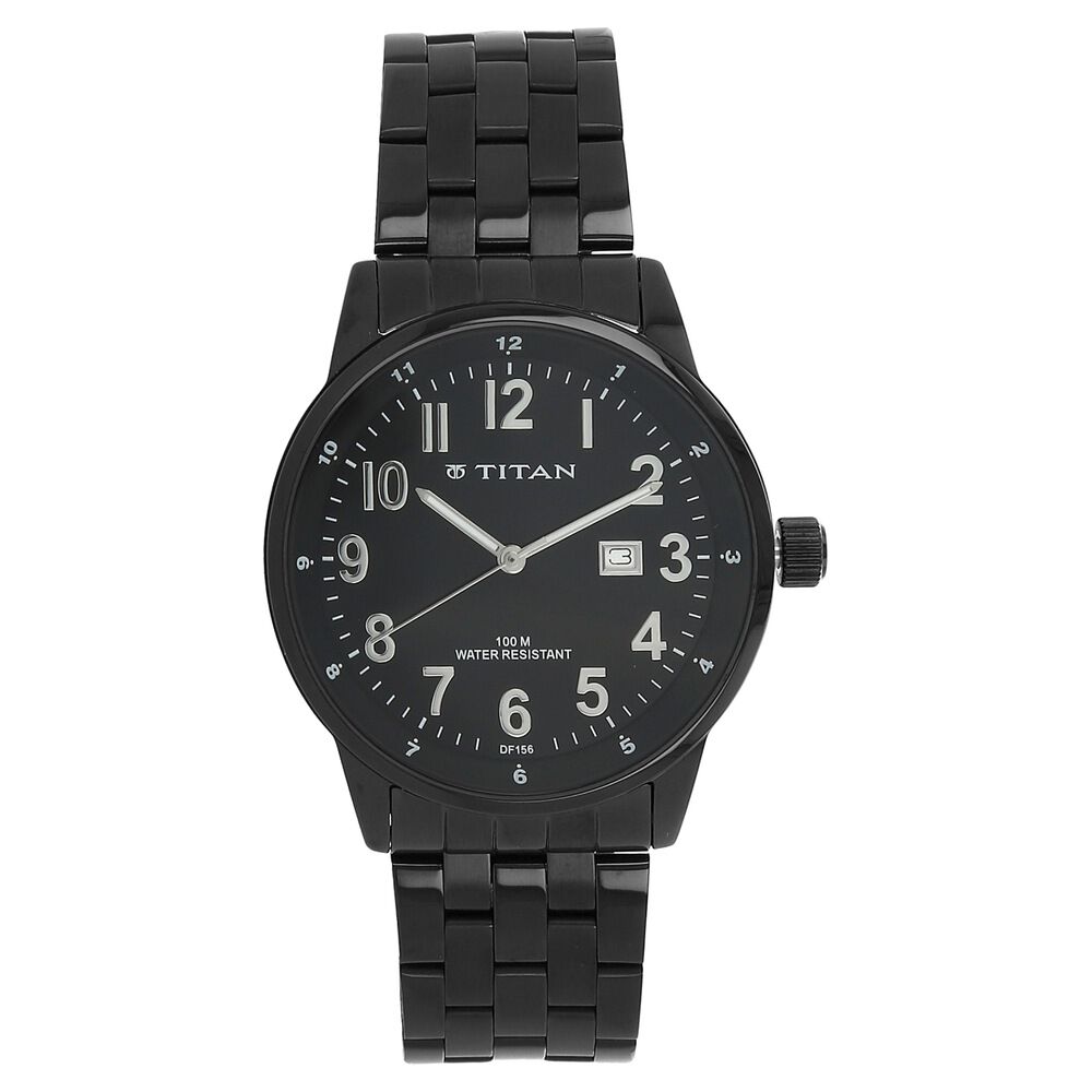 Black metal watches titan hot sale