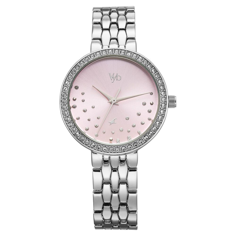 Buy Online Vyb Starlet By Fastrack Quartz Analog Pink Dial Silver