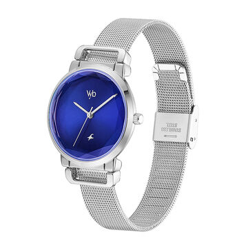 Fastrack Vyb Classique Quartz Analog Blue Dial Stainless Steel Strap Watch for Girls