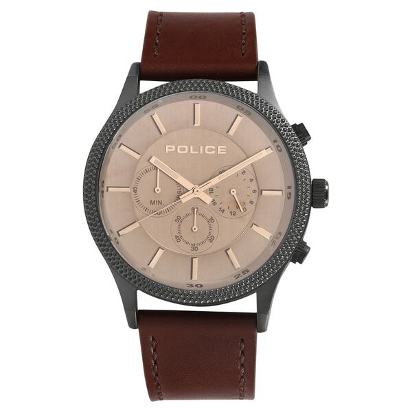 Police Quartz Chronograph Grey Dial Leather Strap Watch for Men - image number 0