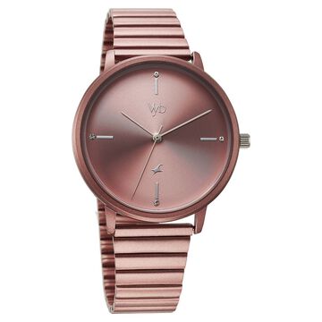 Vyb Bliss By Fastrack Quartz Analog Pink Dial Metal Strap Watch For Girls
