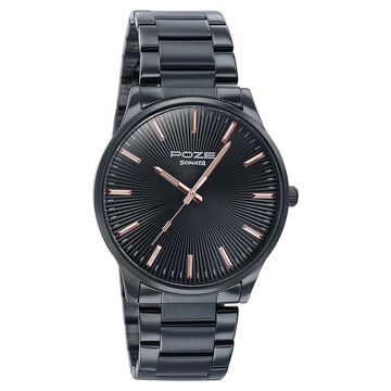 Sonata Poze Quartz Analog Black Dial Metal Strap Watch For Men