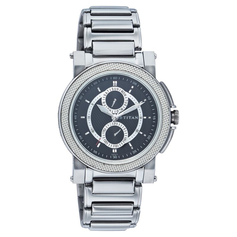 Titan Quartz Multifunction Black Dial Watch for Men