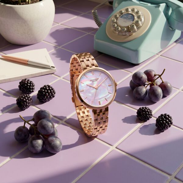 Poze By Sonata Quartz Analog Mother of Pearl Dial Rose Gold Stainless Steel Strap Watch For Women - image number 0