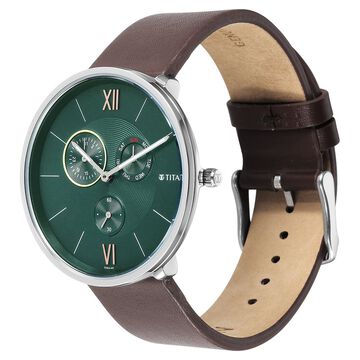 Titan Slim Quartz Multifunction Teal Dial Quartz Stainless Steel Strap watch for Men