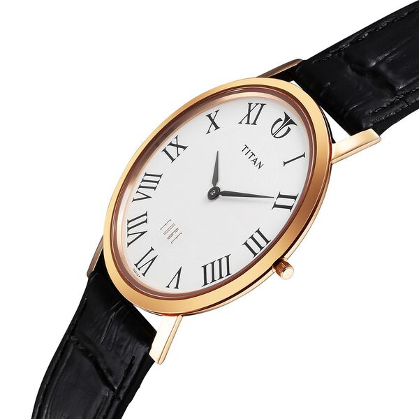 Titan Edge Quartz Analog White Dial Black Leather Strap Watch For Men - image number 1