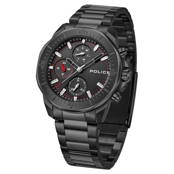 Police Quartz Multifunction Black Dial Black Stainless Steel Strap Watch For Men - image number 1