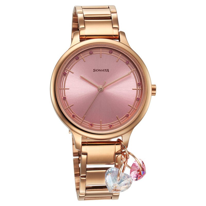 Sonata Blush Quartz Analog Pink dial Stainless Steel Strap Watch for Women