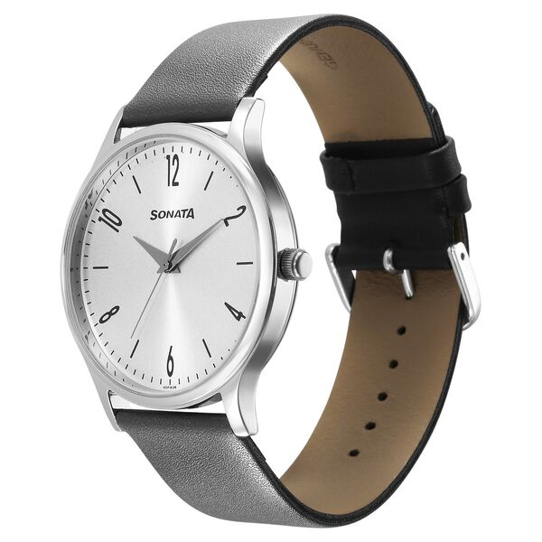 Sonata Aspire Quartz Analog Grey Dial Leather Strap Watch for Men - image number 2