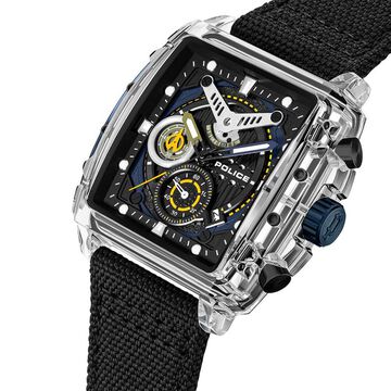 Police Quartz Chronograph Black Dial Multicoloured Silicone Strap Watch For Men