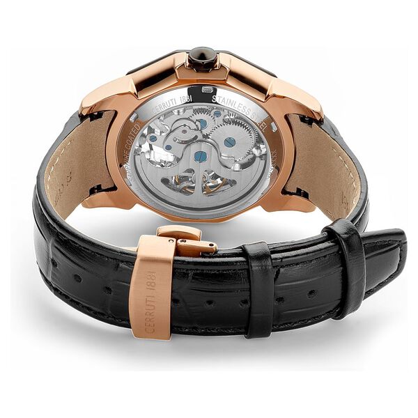 Cerruti 1881 Black Dial Leather Strap Watch for Men - image number 5