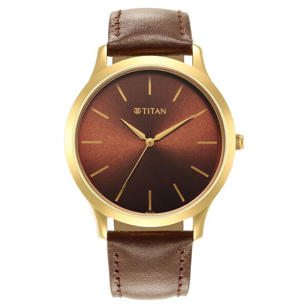 Titan Karishma Radiance Brown Dial Analog Leather Strap watch for Men - image number 2
