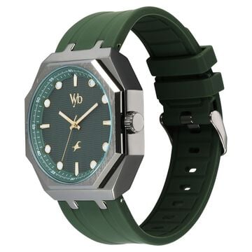 Vyb Rebel By Fastrack Quartz Analog Green Dial Silicone Strap Watch For Guys