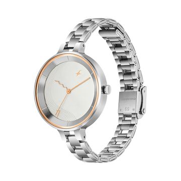 Fastrack Stunners Quartz Analog Silver dial Stainless Steel Strap Watch for Girls