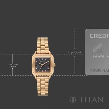Titan Workwear Essentials Quartz Analog Black Dial Rose Gold Stainless Steel Strap Watch For Women