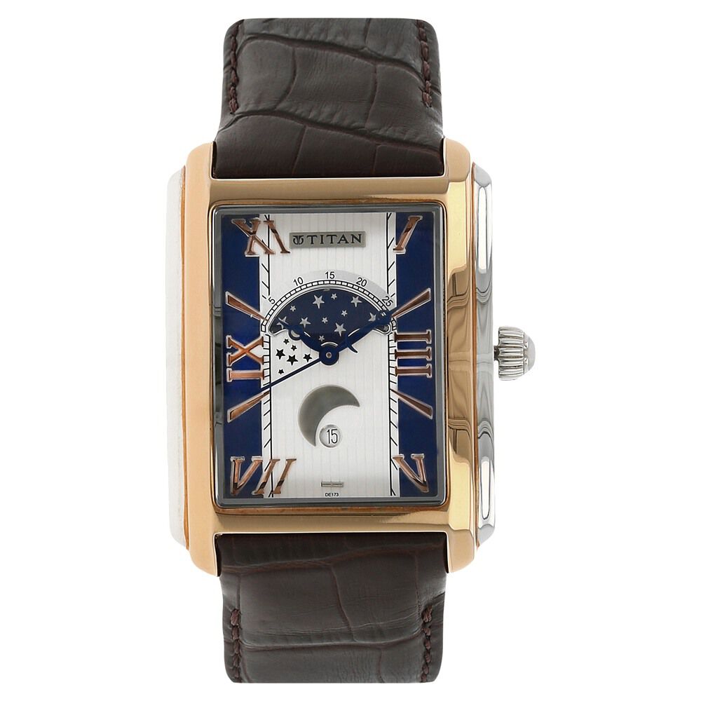 Moon様 Buy Online Titan Moonphase White Dial Quartz Leather Strap watch