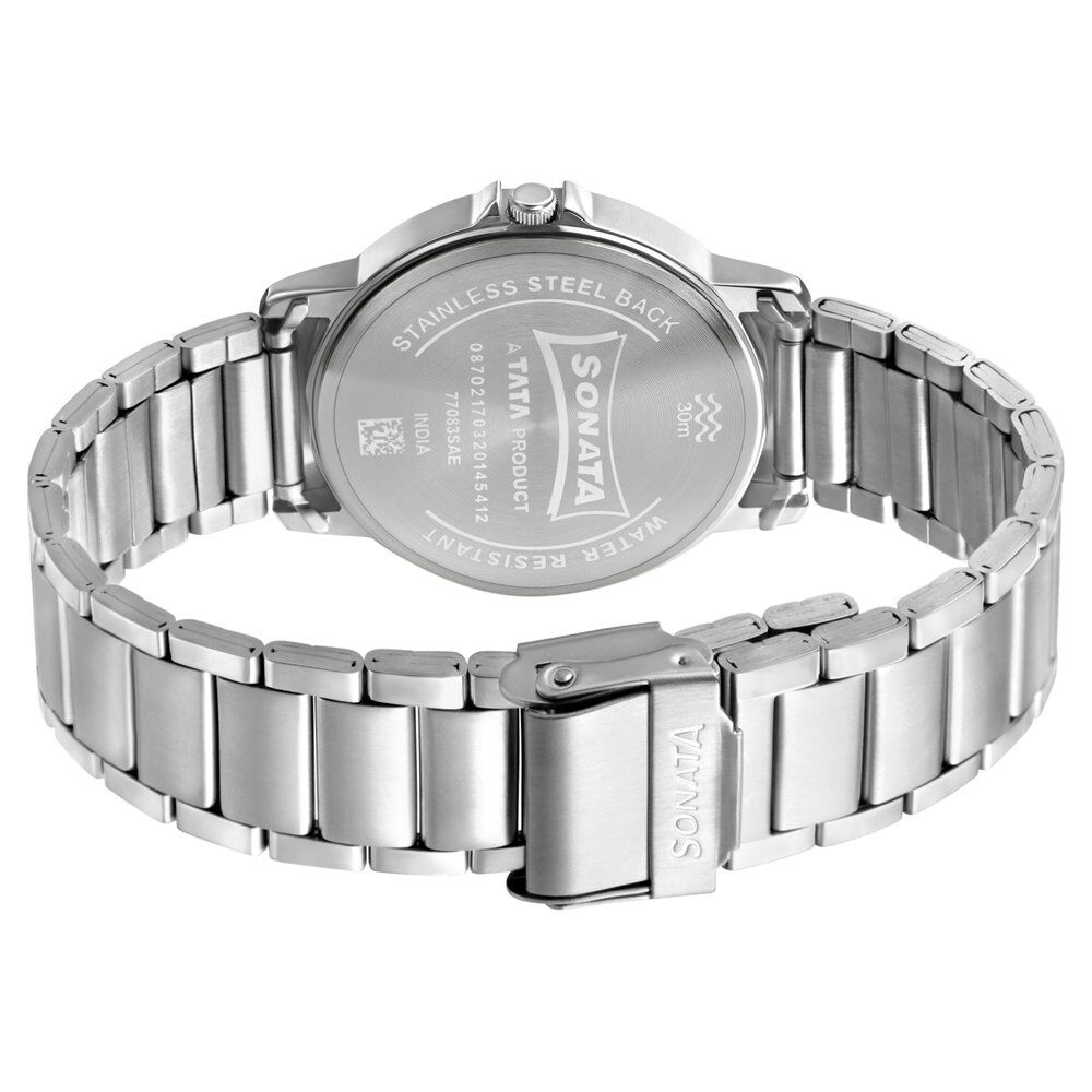 Buy Online Sonata Quartz Analog Grey Dial Stainless Steel Strap