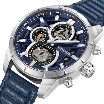 Police Quartz Multifunction Blue Leather Strap for Men