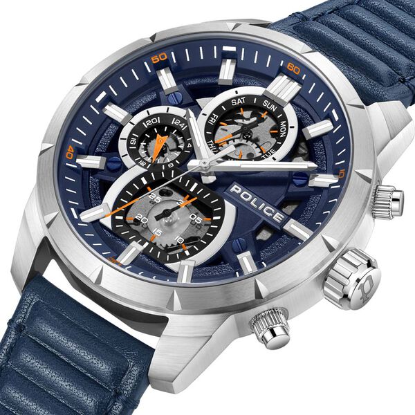 Police Quartz Multifunction Blue Leather Strap for Men - image number 3