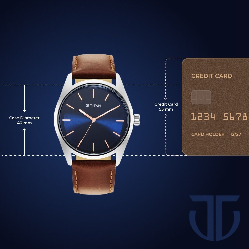 Buy Online Titan Quartz Analog Blue Dial Leather Strap Watch for