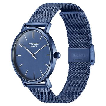 Sonata Poze Quartz Analog Blue Dial Blue Metal Strap Watch For Men