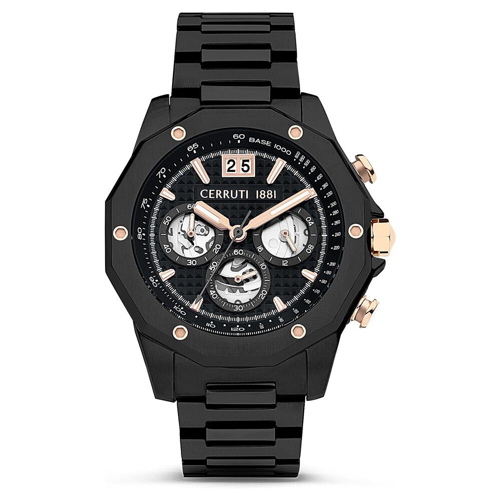 Buy Online Cerruti 1881 Black Dial Stainless Steel Strap Watch for Men ceciwgi2207402w Titan