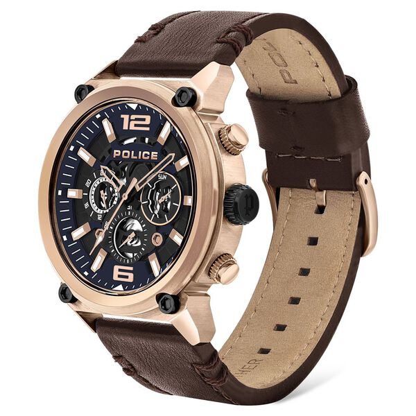 Police Quartz Multifunction Blue Dial Leather Strap Watch for Men - image number 1